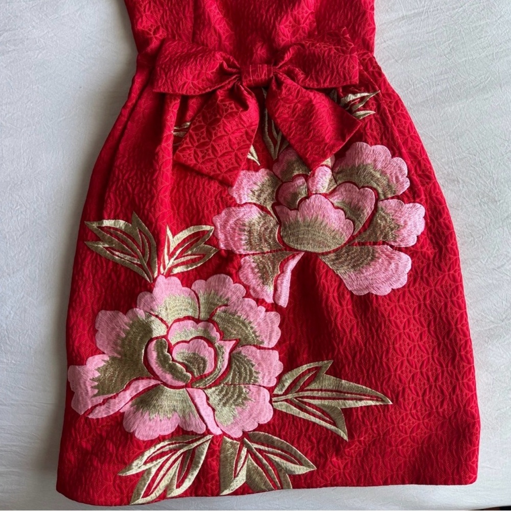 Ted Baker Red Floral Sleeveless Dress size 1 - Picture 3 of 7